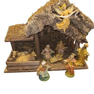 Vtg Fontanini Italy Nativity Scene Musical Manger Silent Night Christmas Set 5"